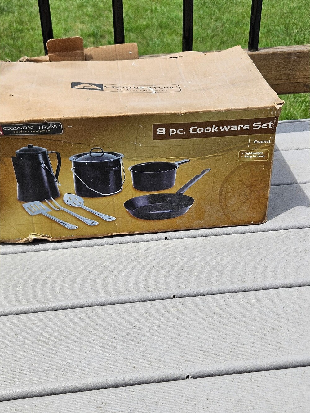 Ozark Trail 8pc Enamel Camping Cookware Set Black Outdoor Equipment Open Box